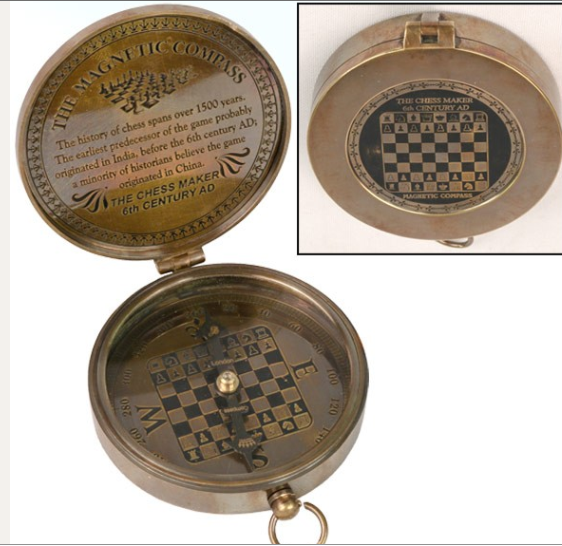 Chess Design Brass Compass